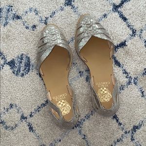 Silver snake print flats